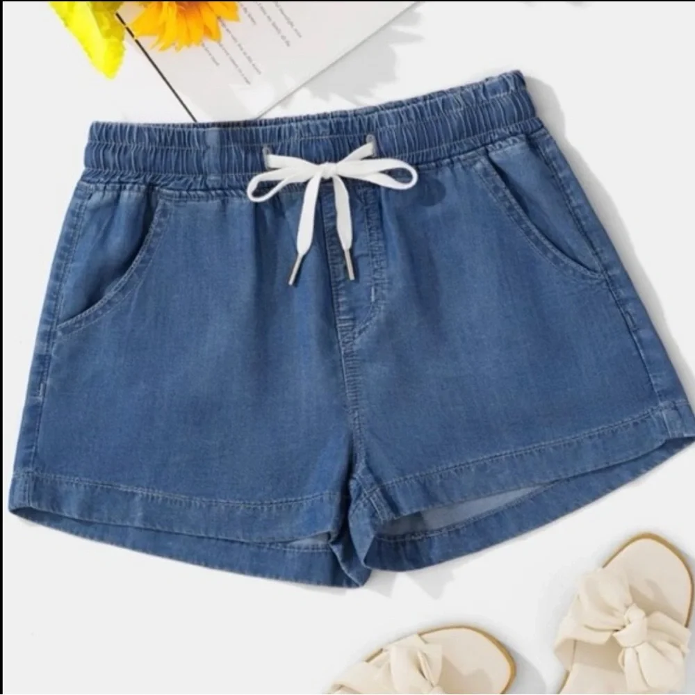 Emory Rose Tencel Denim Blue Shorts NWT - Picture 2 of 10